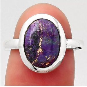 BOUTIQUE NATURAL COPPER PURPLE TURQUOISE 925 RING